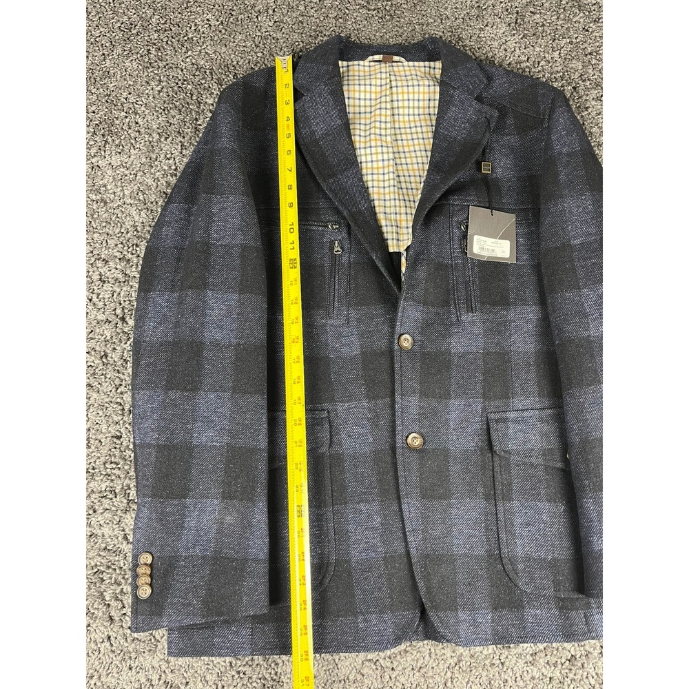 Kroon Nash Navy Buffalo Plaid Wool Blend Blazer Sport Coat 42R W13215LK - Picture 10 of 11
